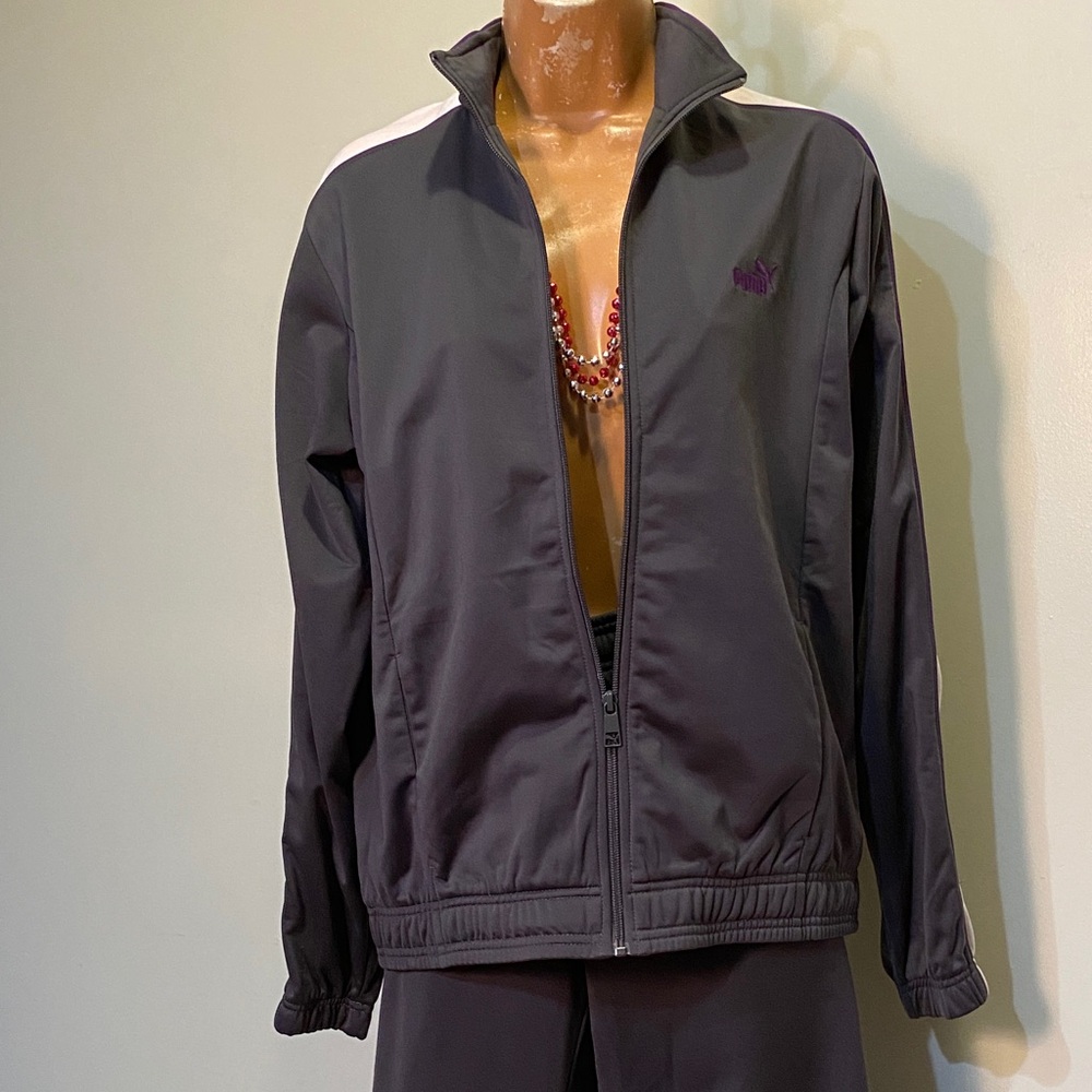 Puma Men Charcoal and White Windbreaker
